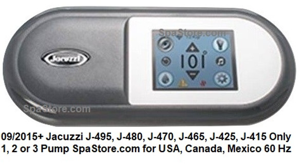 Jacuzzi® Hot Tub Spas Topside LCD Control Panel J-495, J-480, J-470, J-465, J-425, J-415 1-3 Main Pumps 9/2015+