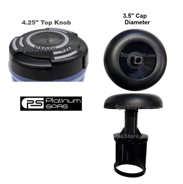 Current Version Platinum Spas UK 4-1/8" Knob And 3-3/4" Cap Diverter Valve Assembly With O-Rings & Gaskets