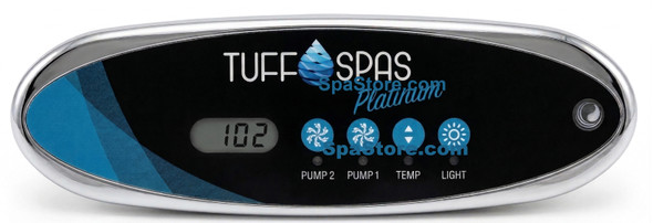 Latest Version Tuff Spas Topside Control Panel Oval 4 Buttons Pump 2, Pump 1, Temp, Light Replaced Obsolete Original