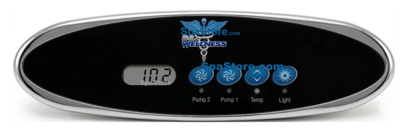 Dr Wellness Spas Topside Control Panel Oval 4 Buttons Pump 2, Pump 1, Temp, Light