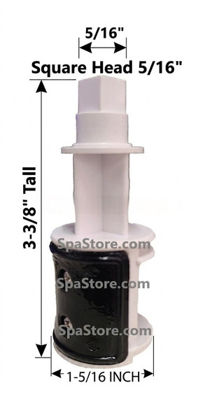 Sundance Spas 03/2022+ 880 Series Waterfall Internal Valve 3-3/8" Tall 1-5/16" Wide, Black Rubber With 2 Screws