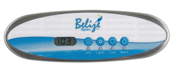Belize Spas Topside Control Panel 4 Buttons Jets, Light, Cool, Warm 5-1/4" Wide New Version Replaced Obsolete Original