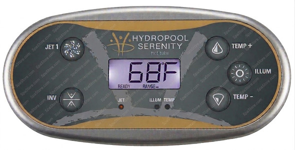 Hydropool Serenity Hot Tub Spa Topside Control Panel 5 Buttons Jet 1, INV, Temp+, ILLUM, Temp-, New Version Replaced Obsolete Original