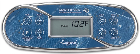 Current Version Master Spas Topside Control Panel With 3 Pumps 8 Buttons Time, Warm, Program/Mode, Cool, Light, Jets 3, Jets 1, Jets 2