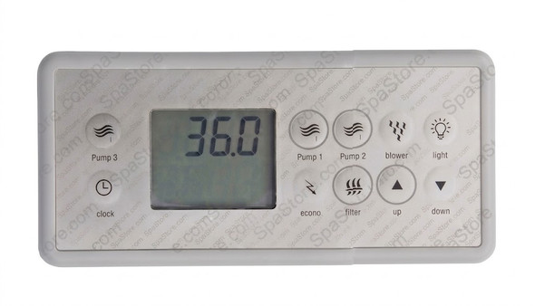 Hot Tub Spa Topside Control Panel 10 Buttons Pump 3, Clock, Pump 1, Pump 2, Blower, Light, Econo, Filter, Up, Down New Version Replaced Obsolete Original 88MR Spa Builders M Class