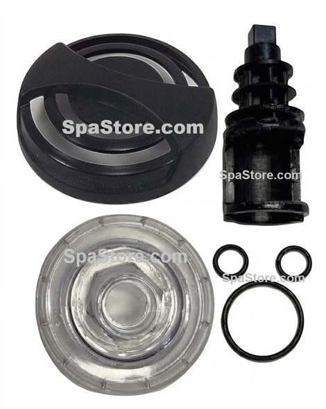Artesian® Spas Elite Waterfall Knob Valve Assembly Kit Black Knob Base Is 3-1/4"