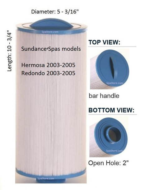 Del Sol, Hermosa Sundance®, Jacuzzi® Spa Filter,  6540-723, Diameter: 5-1/2", Length: 11"