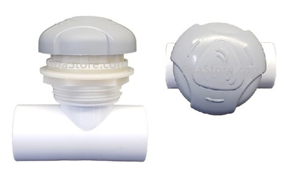 Knob Size 2-9/16" Artesian® Spas, Island, Platinum Waterfall Valve 45 Degree Stopper Gasket
Straight Plumbing Version with knob tad over 2-1/2"
This is the valve used to adjust the waterfall flow for Artesian Spas, Island Spas, Platinum spas.  Comes as a complete assembly only.