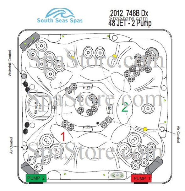 2012 Artesian South Seas Spas 748-B DX Jet Insert Replacement Package