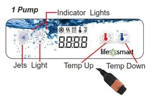 LifeSmart Spa Control Panel 4 Button 6-3/8" x 2-1/4" With One Jet / Pump Button LCD Display