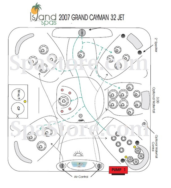 2007 Artesian Island Spas Grand Cayman 32 With 1 Pump System 32 Jet Insert Replacement Package Set