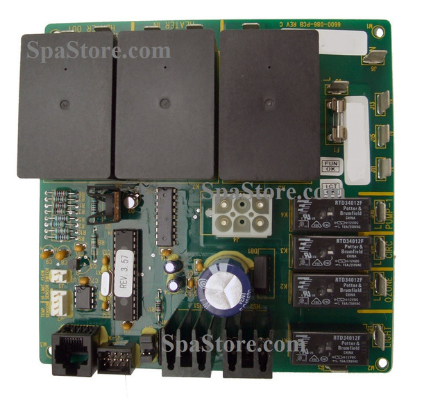 Sundance® Spas Portofino Series 1 Pump Circuit Board with Circulation Pump
Replaced Obsolete Original 3-70-0310 Model: LX-10  Volts 120 or 240 Amps 12/18/30 Hertz 60