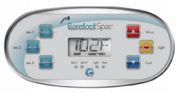 Current Version Barefoot Spas Topside Control Panel 6 Buttons Direct Fit EZ Replacement Replaced Obsolete Original 