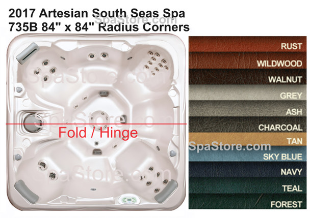 Spa Cover 2017 Artesian South Seas Spas 735B Size: 84" x 84" With Rounded Corners Heavy Duty 5"-3" Taper