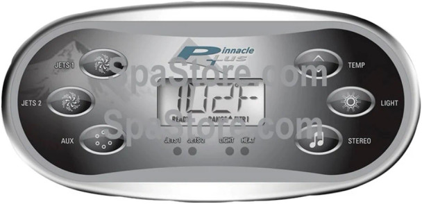 Pinnacle Spas Topside Control Panel Jet 1, Jet 2, Aux, Temp, Light, Stereo New Version Replace Obsolete Original