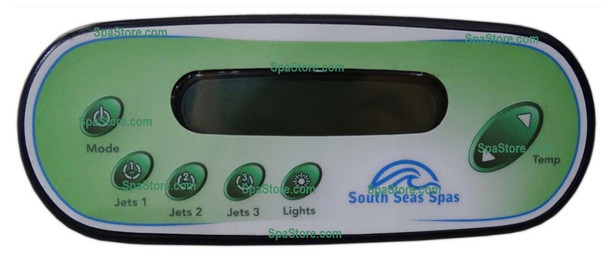 Artesian South Seas Spas™ Topside Control Panel 3 Pump 6 Buttons Mode, Jets 1, Jet2, Jets 3, Lights, Temp