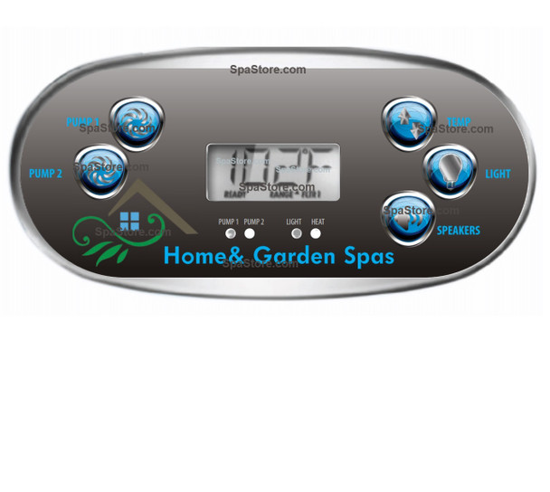 Current Version Home and Garden Spas Topside Control Panel 2 Pumps, Temp, Light Speakers Replaced Obsolete Original