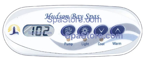 Hudson Bay Spas Topside Control Panel 4 Buttons Pump, Light, Cool, Warm Exact Fit 4.25" x 1.5"