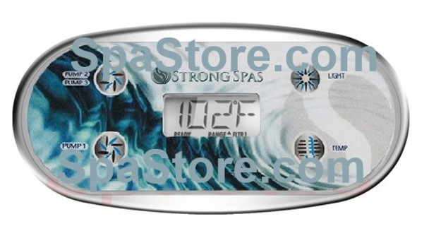 Exact Fit Strong Spas OEM Topside Control Panel 4 Button Jet 1, Jet 2/ Jet 3, Light, Temp 7 ft cord