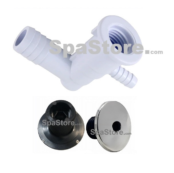 Aquaterra Spas Jet Face 1-3/4" Inside 3/8" Hole Hex Black Threads Kit With Wall Fitting