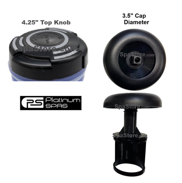 Current Version Platinum Spas UK 4-1/8" Knob And 3-3/4" Cap Diverter Valve Assembly With O-Rings & Gaskets