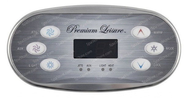 Current Version Premium Leisure Edge Spas Topside Control Panel 6 Buttons Jets, Aux, Light, Warm, Mode, Cool, Replaced Obsolete Original