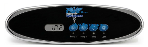 Dr Wellness Spas Topside Control Panel Oval 4 Buttons Pump 2, Pump 1, Temp, Light