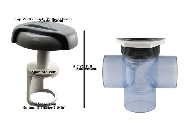 LifeSmart Spas Knob Cap Valve With Wall Fittings Kit 4.25" Widest Point of Knob