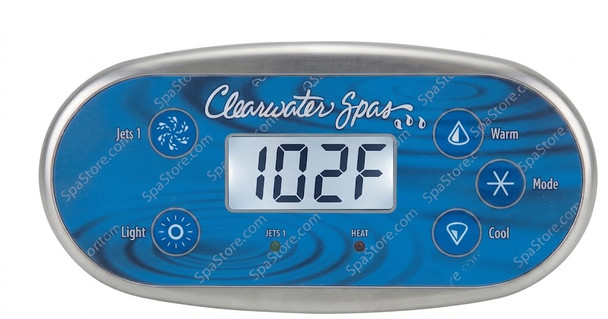 Clearwater Spas Topside Control Panel 1 Pump System 5 Buttons Jet 1, Light, Warm, Mode, Cool, New Version Replaced Obsolete Original