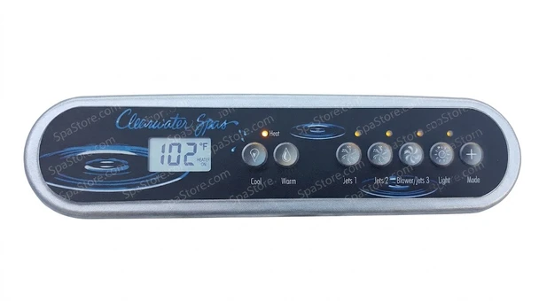 Clearwater Spas Topside Control Panel 7 Buttons Cool, Warm, Jets 1, Jets 2, Blower/Jets 3, Light, Mode Alternate Version Replaced Obsolete Original