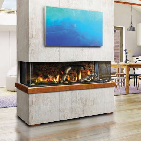 Kingsman Enclave 60inch Bay Peninsula Direct Vent Gas Fireplace