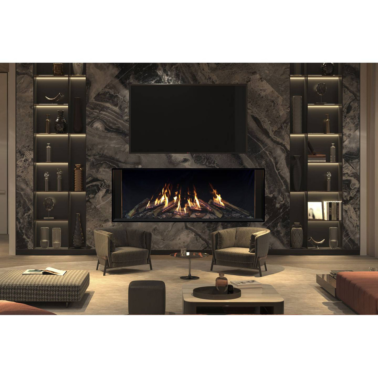 Urbana U70 Tall Ultra Fire-In Log Gas Fireplace - Luxury Fire