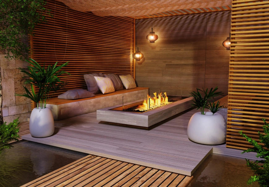 EcoSmart Linear Curved 65 Fire Pit Kit | Luxury Fire