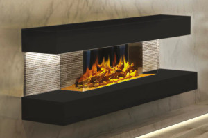 European Home 44" Black Wall Mount 3-sided Electric Fireplace European Home 44" Black Wall Mount 3-sided Electric Fireplace