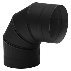 SINGLE WALL 7" DIAMETER BLACK STOVE PIPE 90 DEG ELBOW