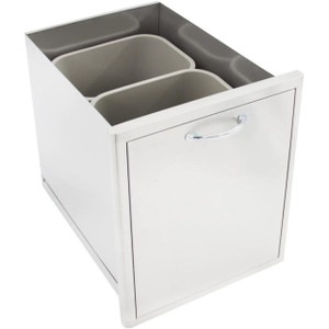 Blaze Grills Blaze 20-Inch Roll-Out Stainless Steel Double Trash / Recycling Bin Blaze Grills Blaze 20-Inch Roll-Out Stainless Steel Double Trash / Recycling Bin