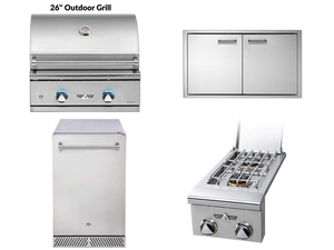Delta Heat Premier 4 - Piece Outdoor Kitchen Package W/ Double Side Burner & Refrigerator Delta Heat Premier 4 - Piece Outdoor Kitchen Package W/ Double Side Burner & Refrigerator