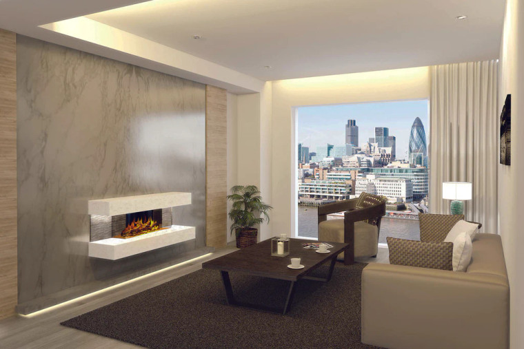 European Home 44" White Wall Mount 3-sided Electric Fireplace European Home 44" White Wall Mount 3-sided Electric Fireplace