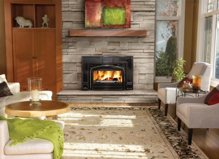 OAKDALE Wood Burning Majolica Brown Fireplace Insert - Fireplace