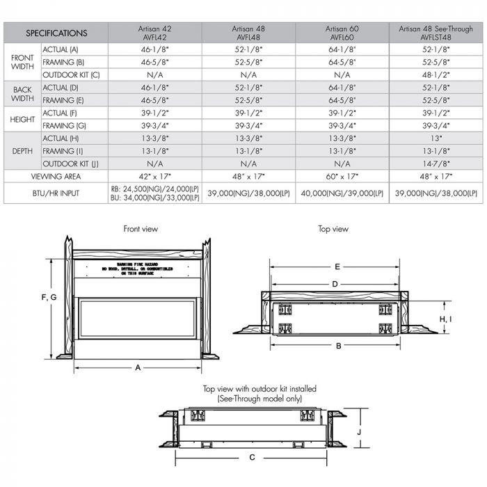 Monessen AVFL48 Artisan 48-Inch Vent-Free Gas Fireplace