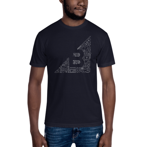 BMark Unisex Tee with front view, on a large model.