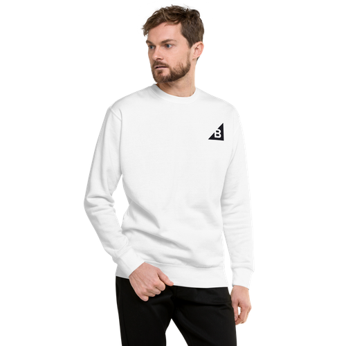 B Mark Unisex Sweatshirt front view, on a medium model.