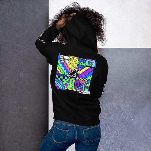 BigDesign Labs Hoodie back view, on a small model.