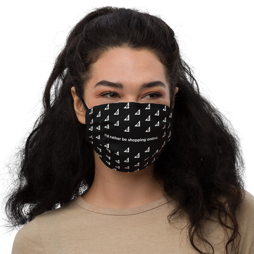 I’d Rather Be Shopping Online Face Mask front view on a model.