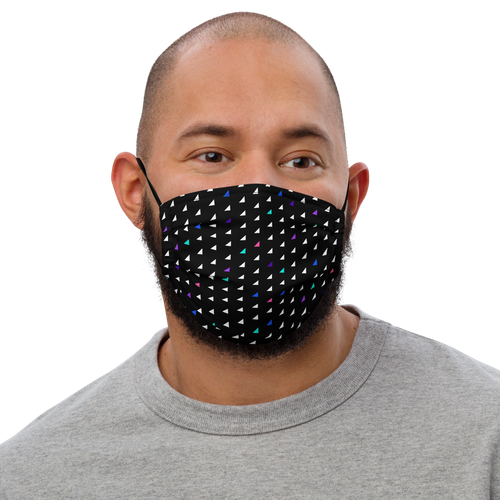 BigCommerce Multicolor Face Mask front view on a model.