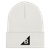 White B Mark Logo Beanie, front view laying flat.