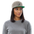 Heather Gray B Mark Hat front view, on a model.