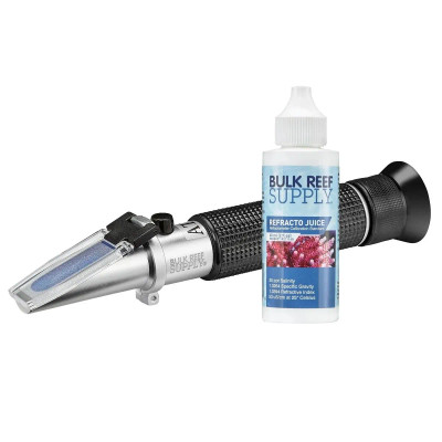 Bulk Reef Supply Refractometer for Reading Salinity with Calibration Fluid