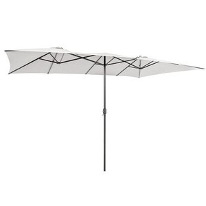 15 Feet Double-Sized Patio Umbrella with Crank Handle and Vented Tops-Beige - Color: Beige D681-NP11129BE