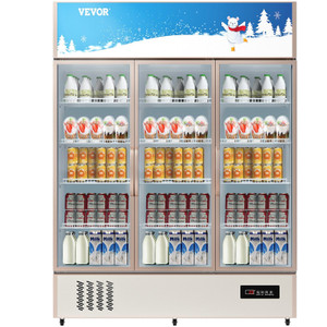  Commercial Refrigerator,Display Fridge Upright Beverage Cooler, Glass Door with LED Light for Home E415-SMB35CUFT110V9T8GV1